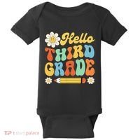 Hello Third 3rd Grade Back To School Teachers Baby Bodysuit thumb 0