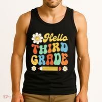 Hello Third 3rd Grade Back To School Teachers Tank Top thumb 3