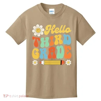 Hello Third 3rd Grade Back To School Teachers Kids T-Shirt