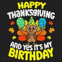 Happy Thanksgiving And Its My Birthday Funny Turkey Day Golf Towel thumb 3