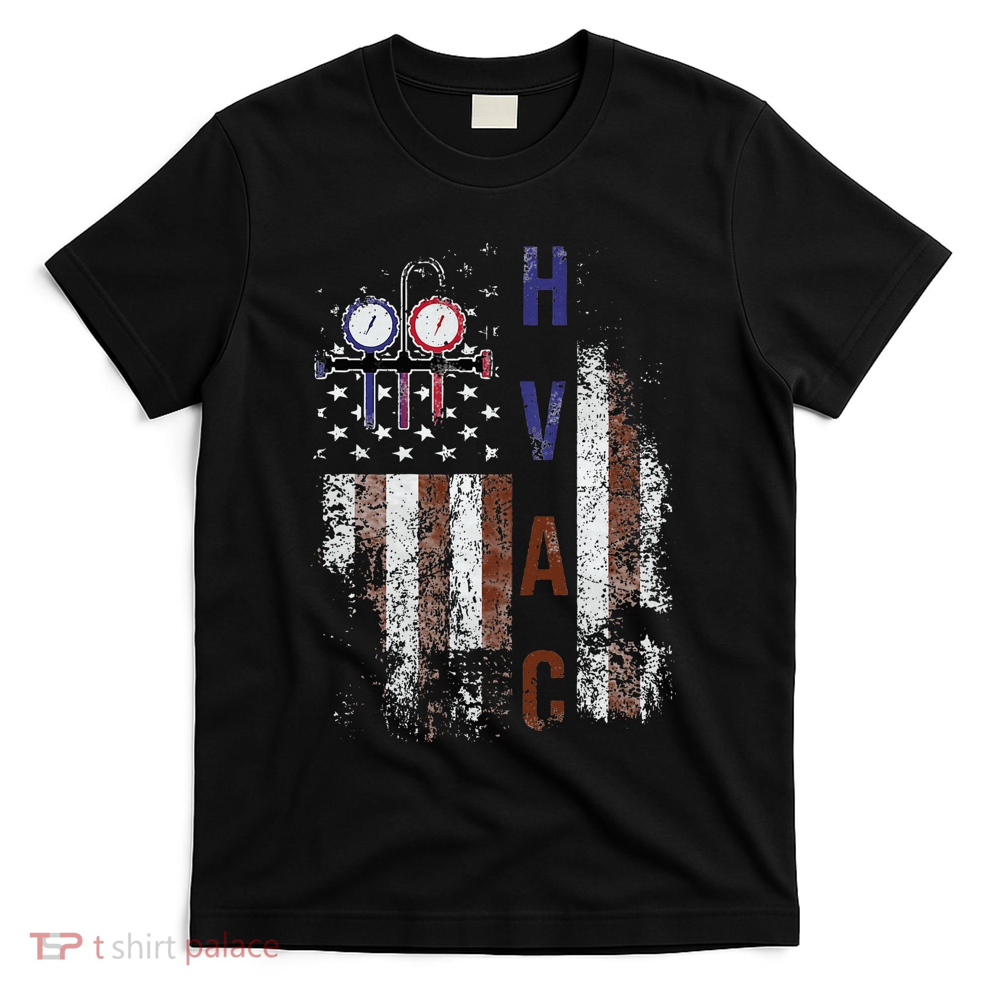 Hvac Techniacian American Flag Usa Vintage Gift T-Shirt
