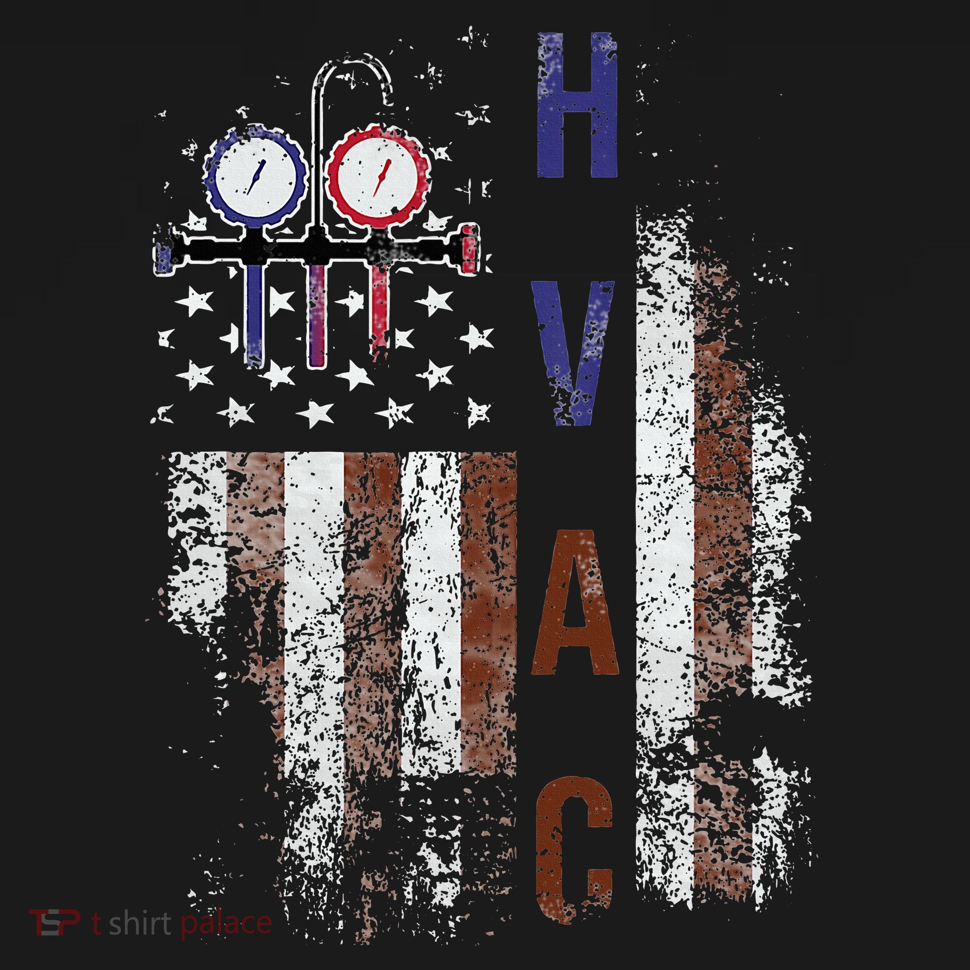 Hvac Techniacian American Flag Usa Vintage Gift T-Shirt