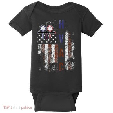 Hvac Techniacian American Flag Usa Vintage Gift Baby Bodysuit