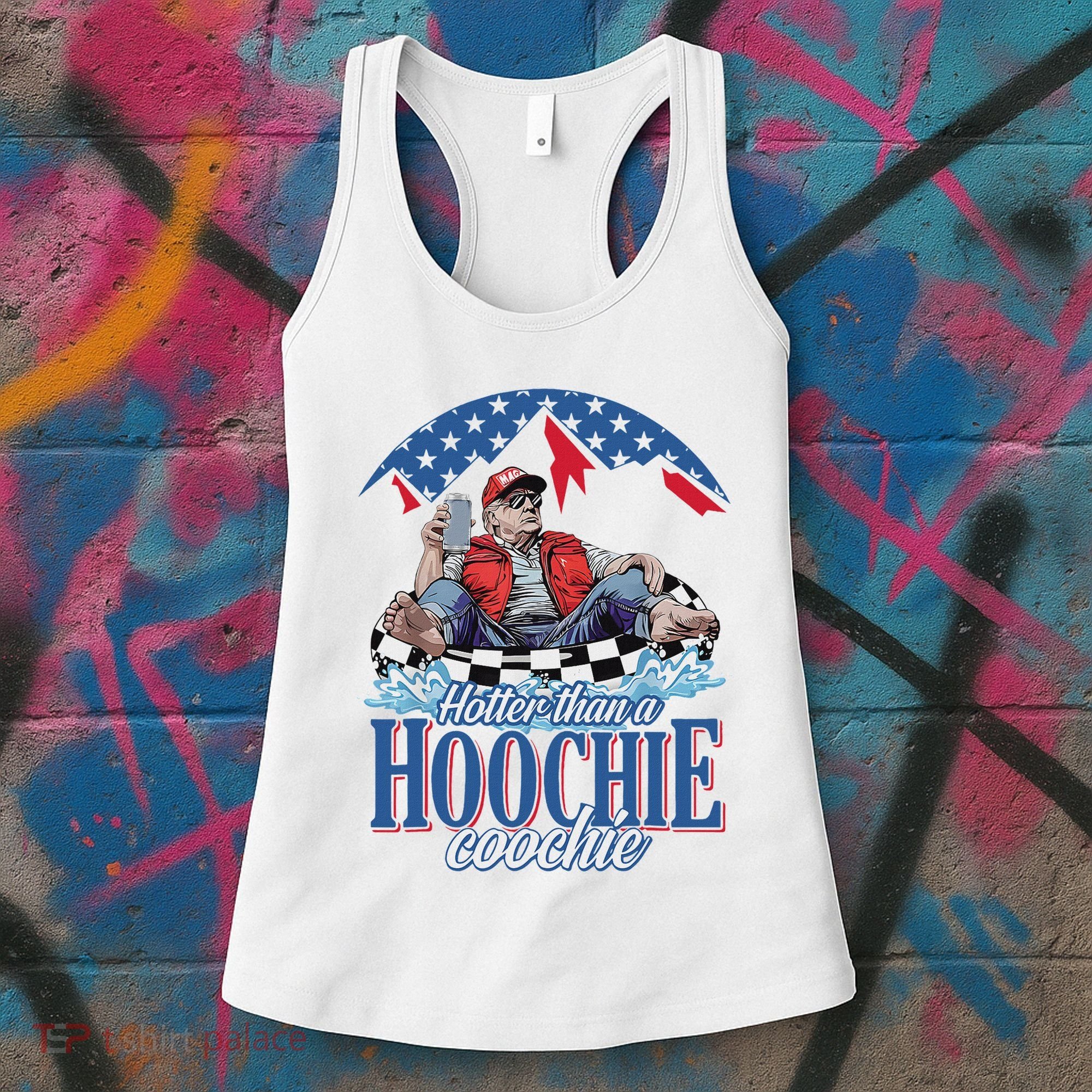 Hotter Than A Hoochie Trump Coochie Viral Trump Summer Vibes Women's Tank Top