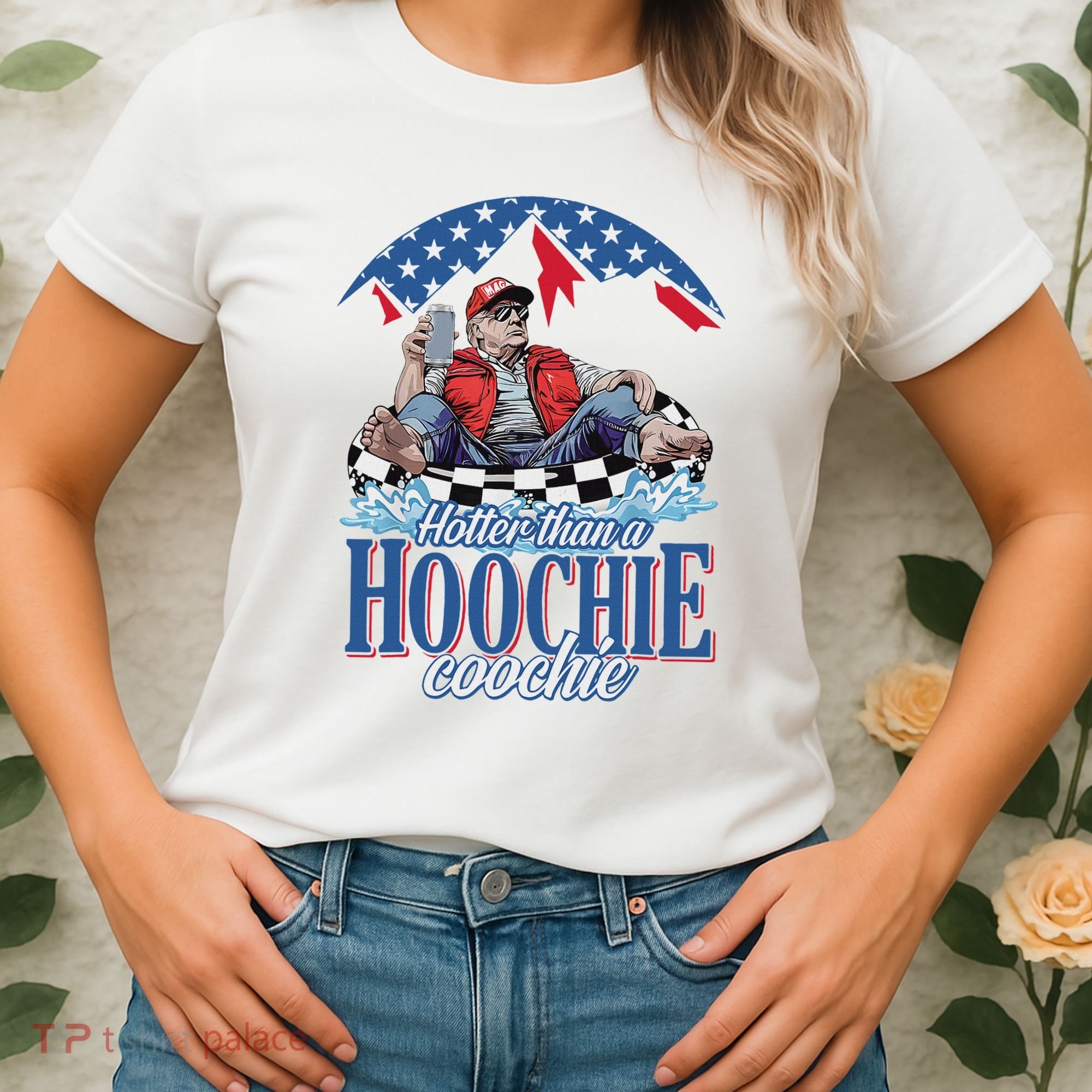 Hotter Than A Hoochie Trump Coochie Viral Trump Summer Vibes Women's T-Shirt