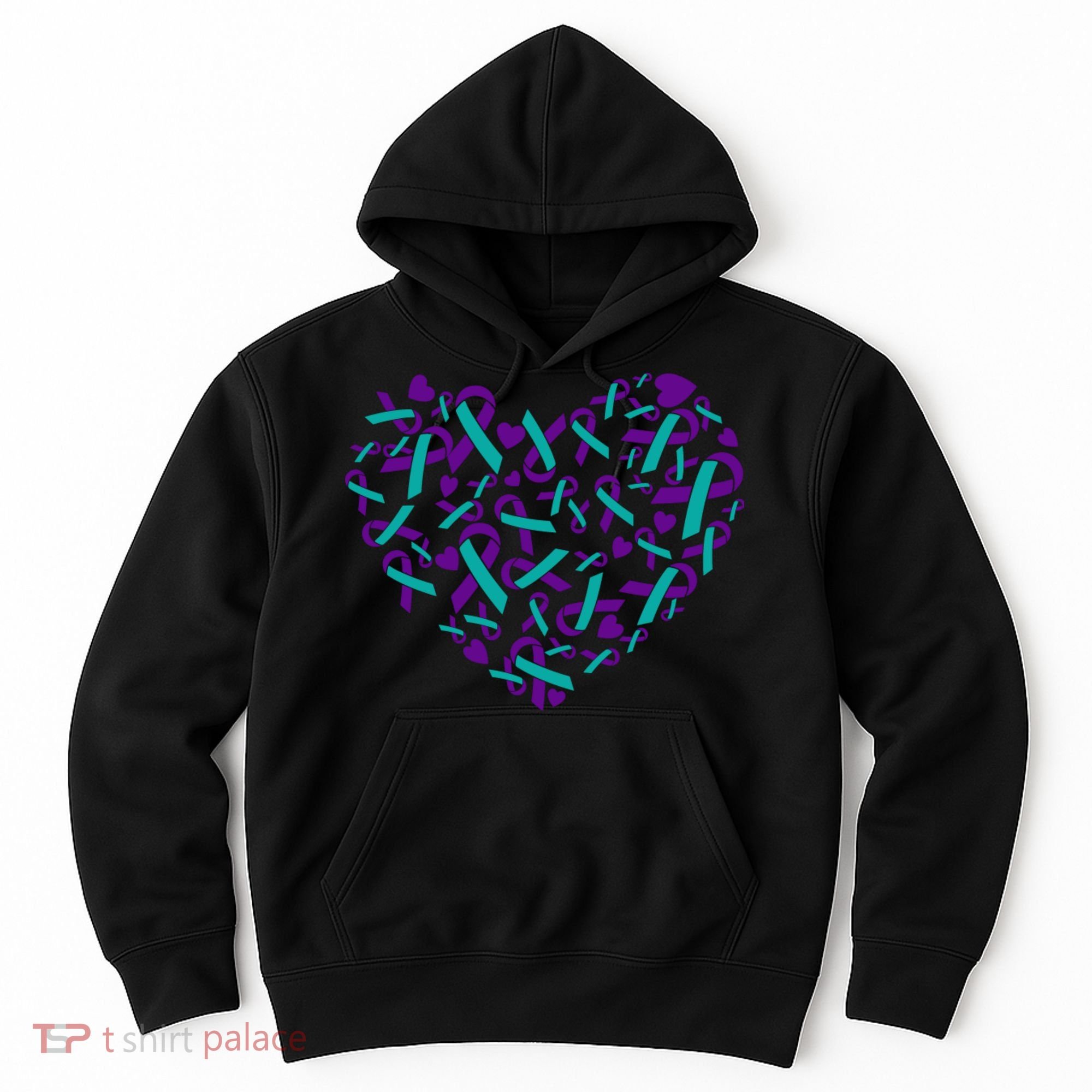 Heart Teal And Purple Ribbon Suicide Prevention Awareness Hoodie