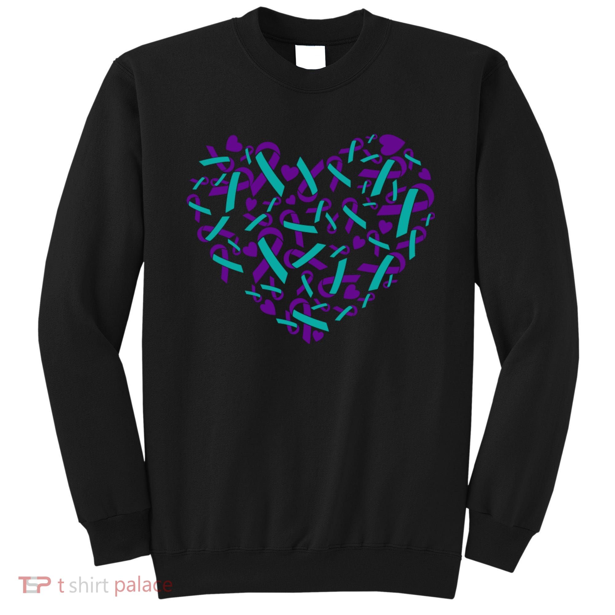 Heart Teal And Purple Ribbon Suicide Prevention Awareness Sweatshirt