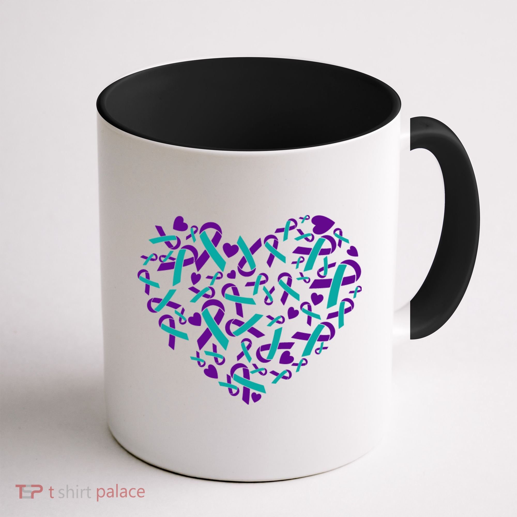 Heart Teal And Purple Ribbon Suicide Prevention Awareness Coffee Mug