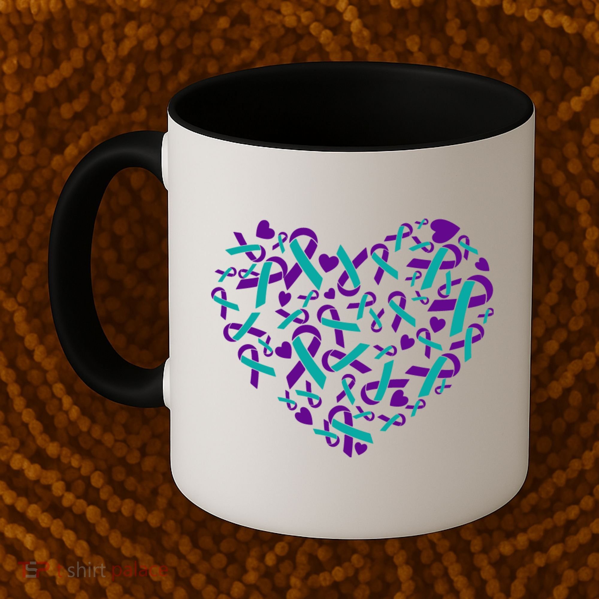 Heart Teal And Purple Ribbon Suicide Prevention Awareness Coffee Mug