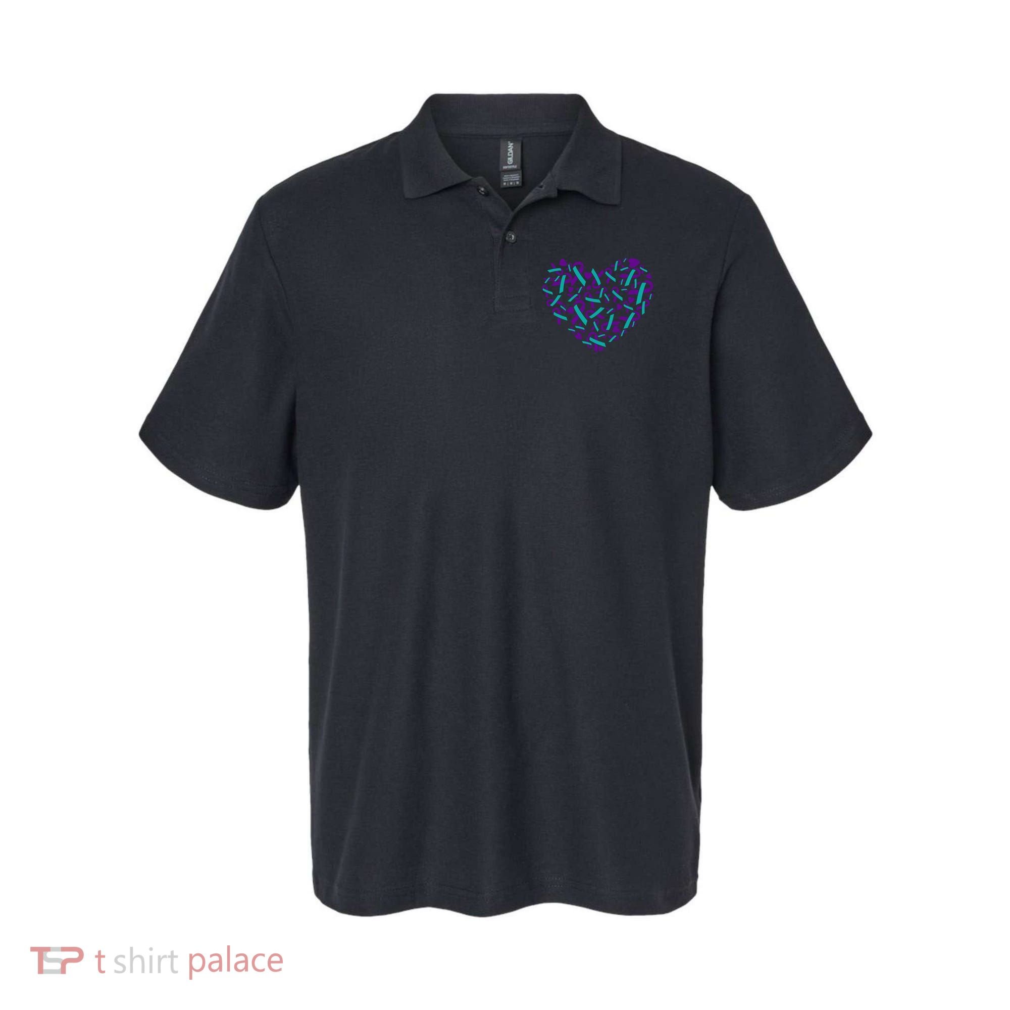 Heart Teal And Purple Ribbon Suicide Prevention Awareness Polo