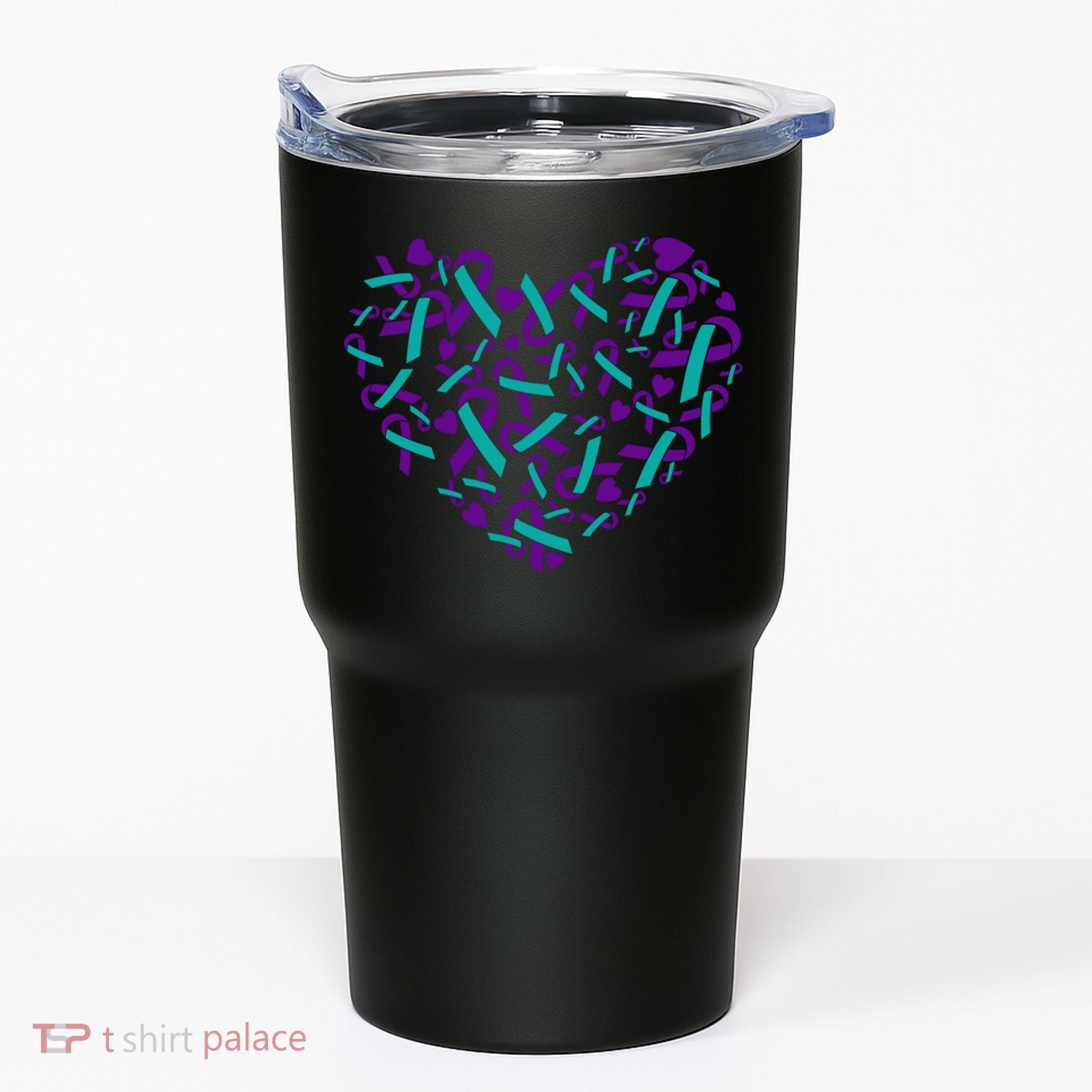 Heart Teal And Purple Ribbon Suicide Prevention Awareness Tumbler