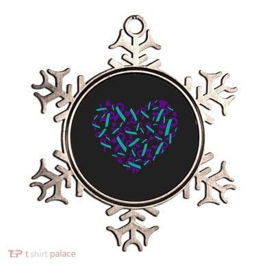 Heart Teal And Purple Ribbon Suicide Prevention Awareness Ornament