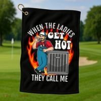 Hvac Technician Air Conditioning Engineer Tech Golf Towel thumb 1