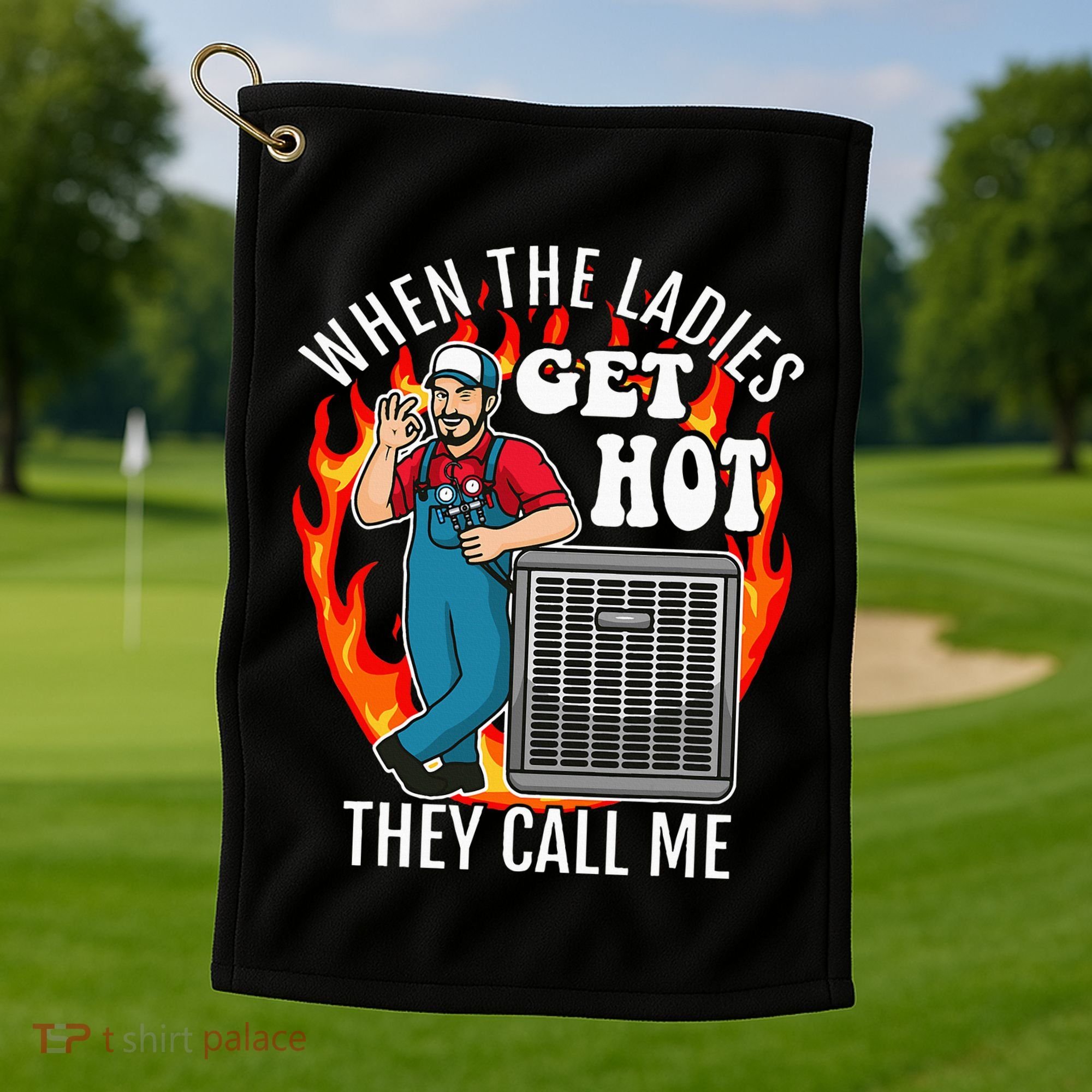 Hvac Technician Air Conditioning Engineer Tech Golf Towel