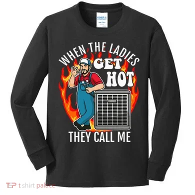 Hvac Technician Air Conditioning Engineer Tech Kids Long Sleeve Shirt