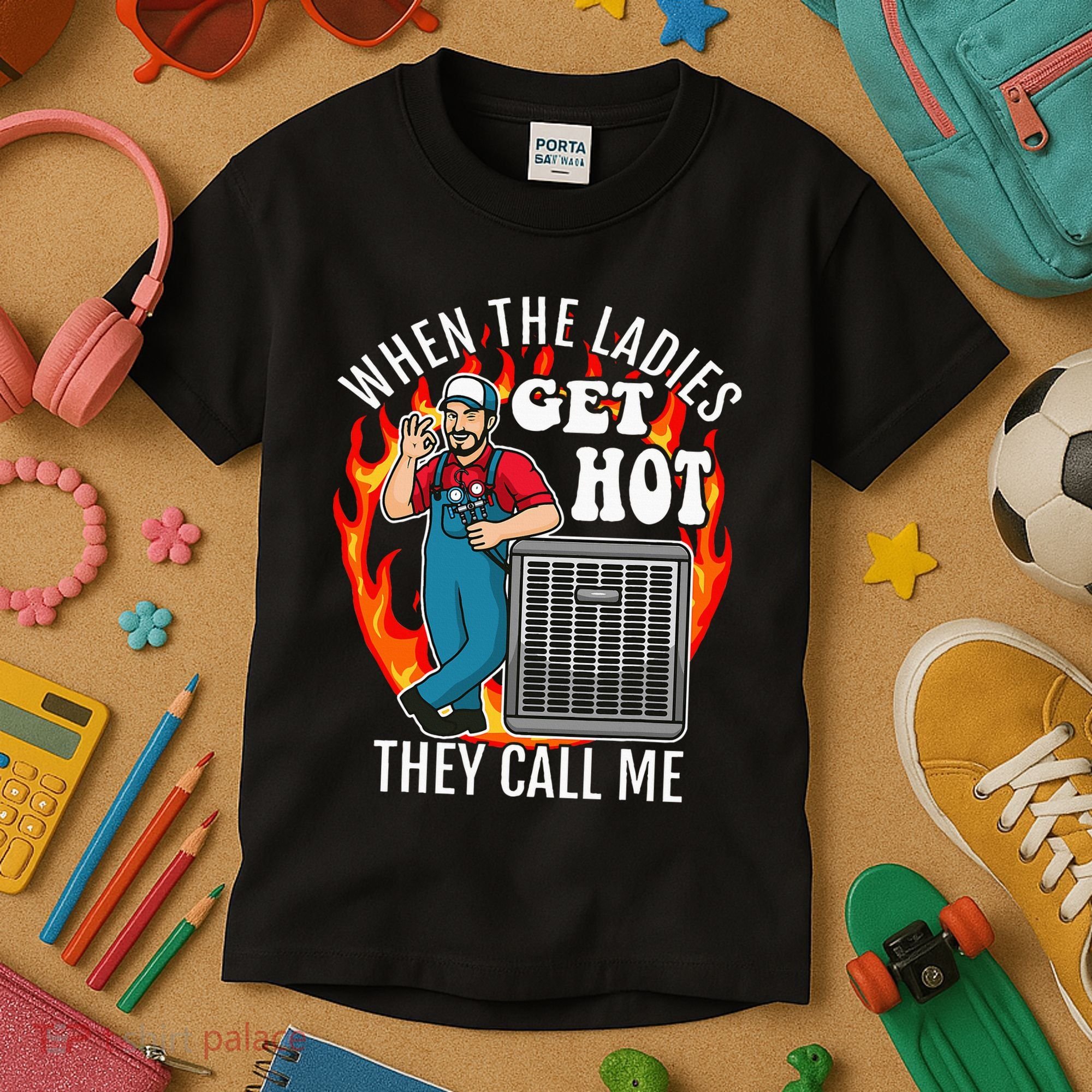 Hvac Technician Air Conditioning Engineer Tech Kids T-Shirt