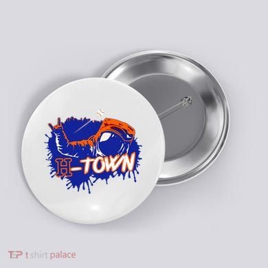Houston Texas Astronaut H Town Hand Sign Houston Baseball Button