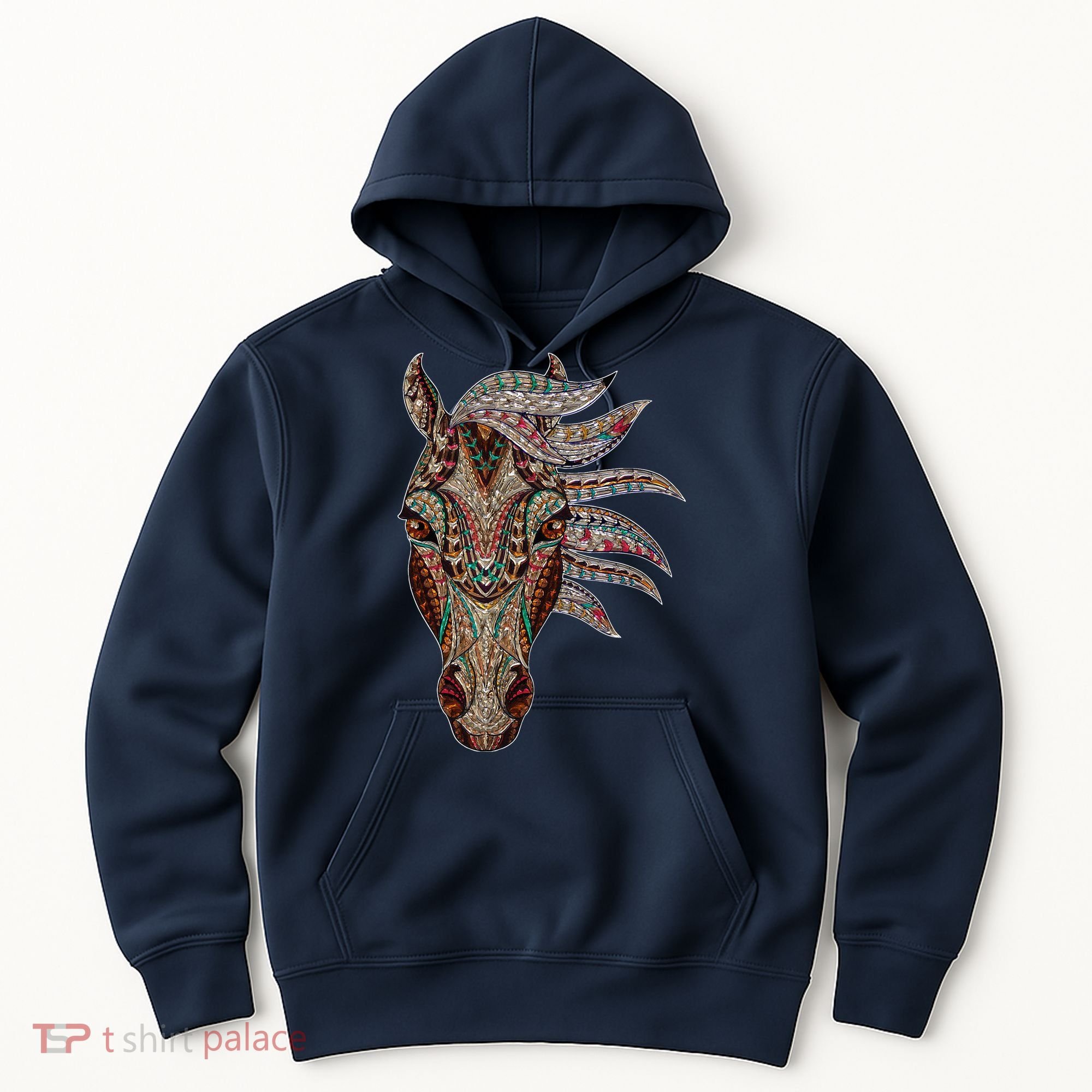 Horse Tribal Abstract Art Native American Geometric Horse Hoodie