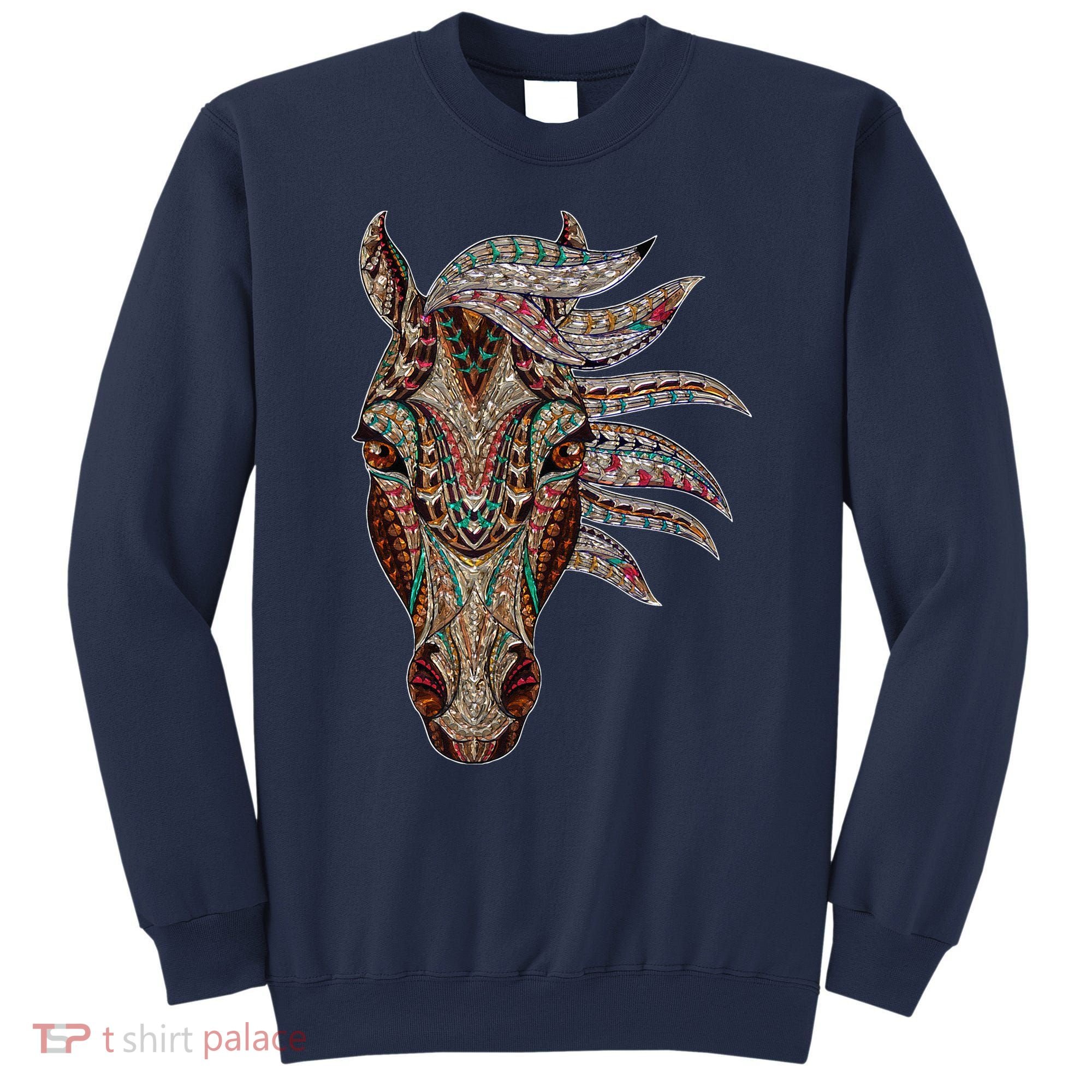 Horse Tribal Abstract Art Native American Geometric Horse Sweatshirt