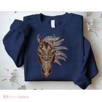 Horse Tribal Abstract Art Native American Geometric Horse Sweatshirt thumb 2