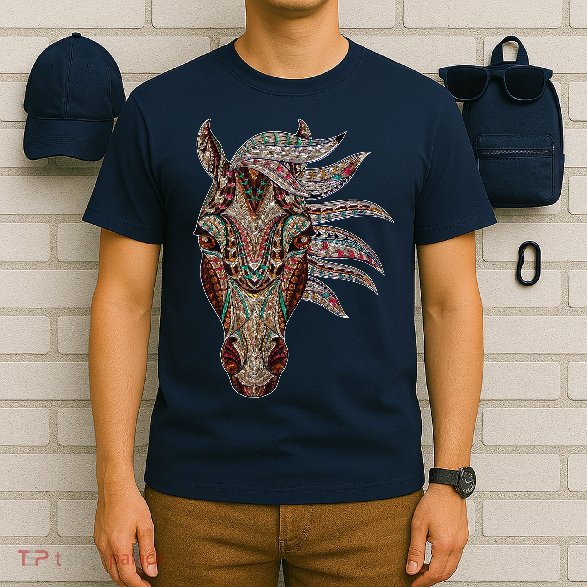 Horse Tribal Abstract Art Native American Geometric Horse T-Shirt