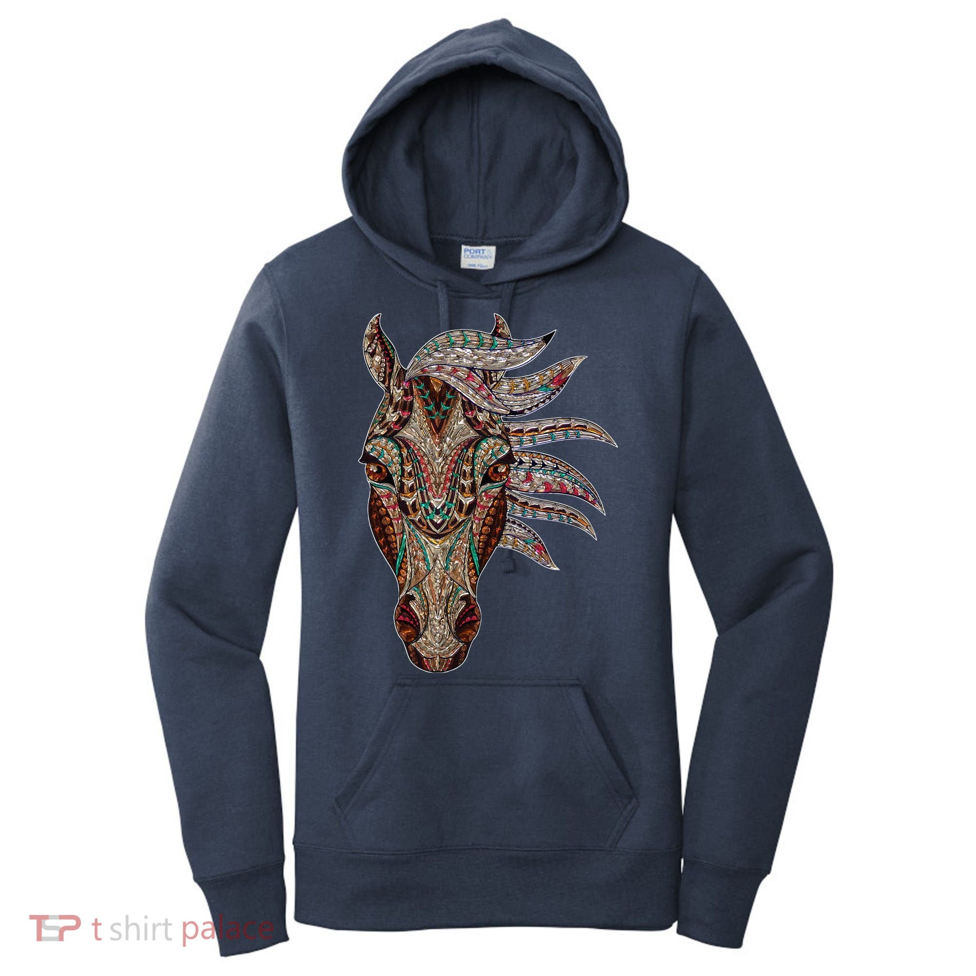 Horse Tribal Abstract Art Native American Geometric Horse Women's Hoodie