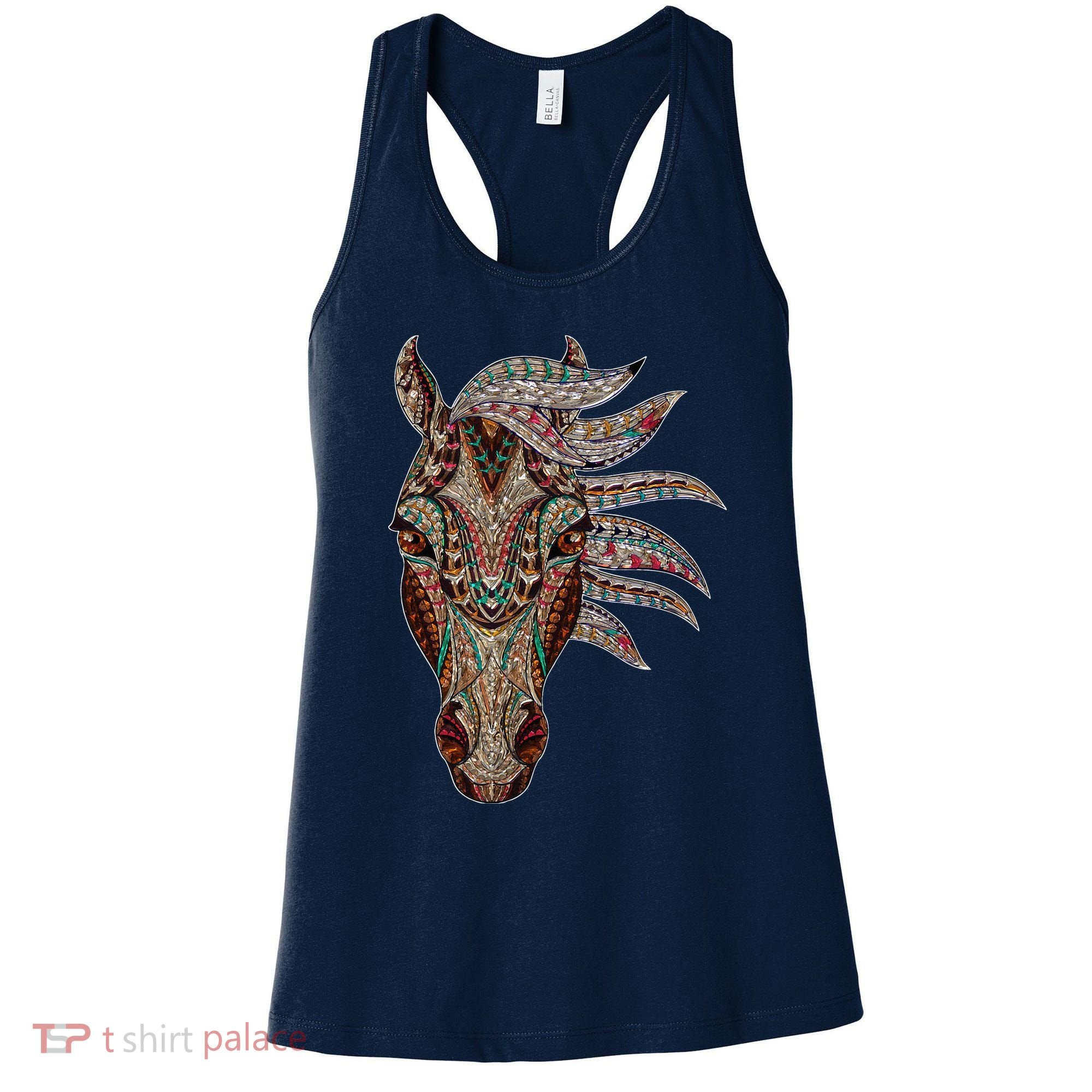Horse Tribal Abstract Art Native American Geometric Horse Women's Tank Top