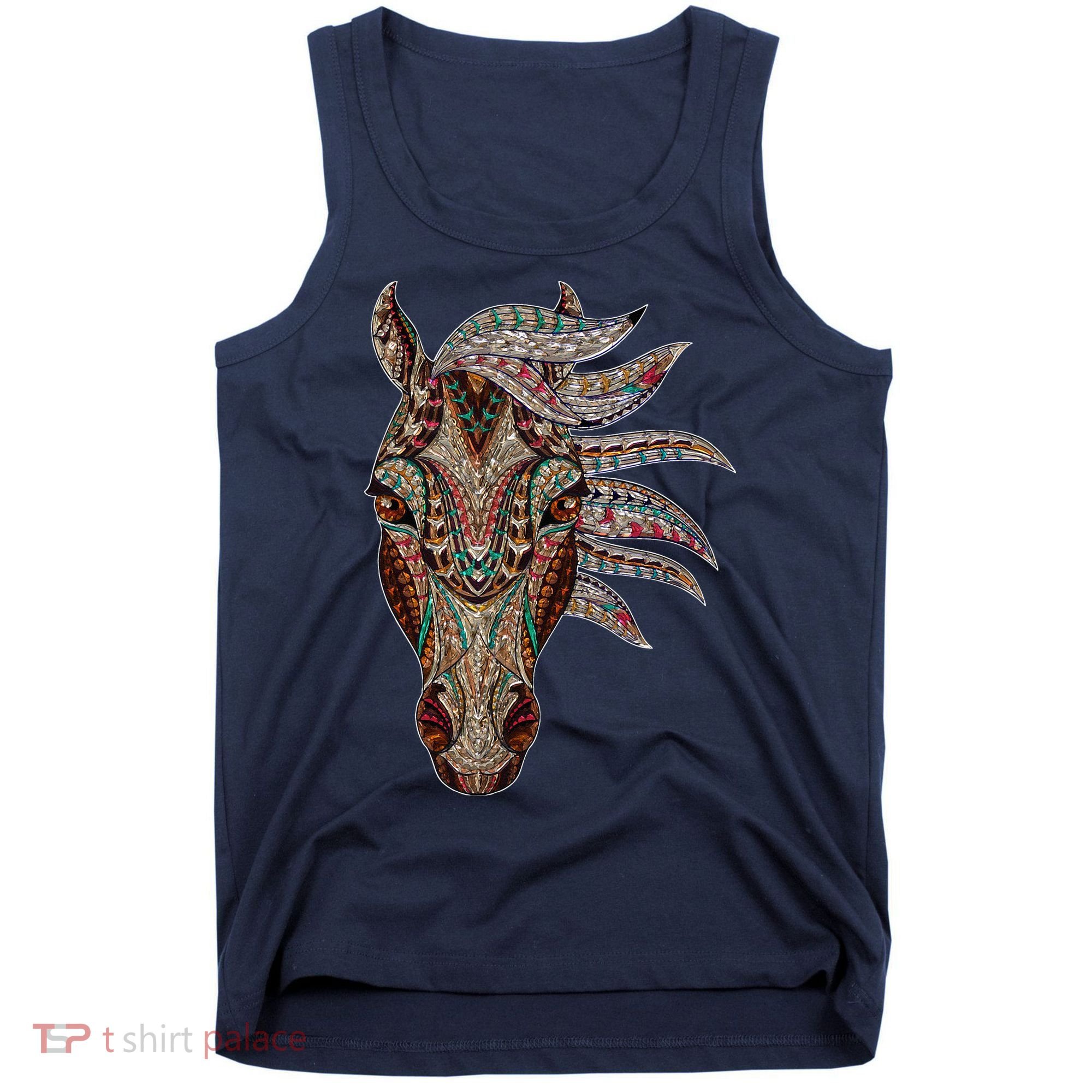 Horse Tribal Abstract Art Native American Geometric Horse Tank Top