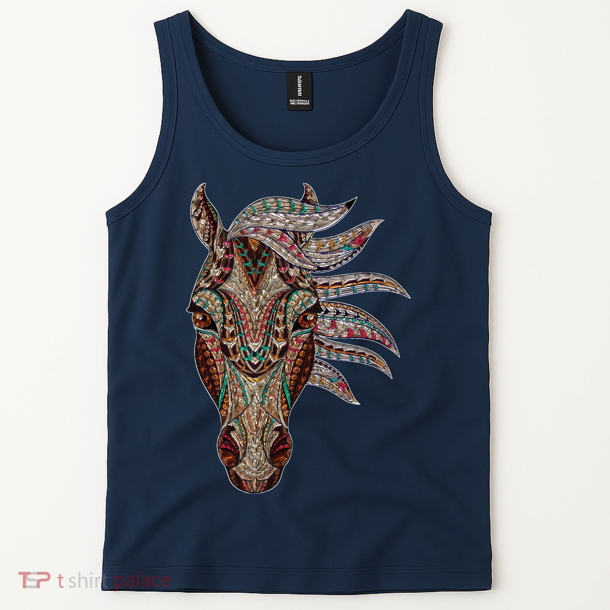 Horse Tribal Abstract Art Native American Geometric Horse Tank Top