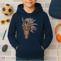 Horse Tribal Abstract Art Native American Geometric Horse Kids Hoodie thumb 2