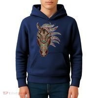 Horse Tribal Abstract Art Native American Geometric Horse Kids Hoodie thumb 4