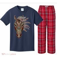 Horse Tribal Abstract Art Native American Geometric Horse Kids Plaid Pajama Set thumb 0