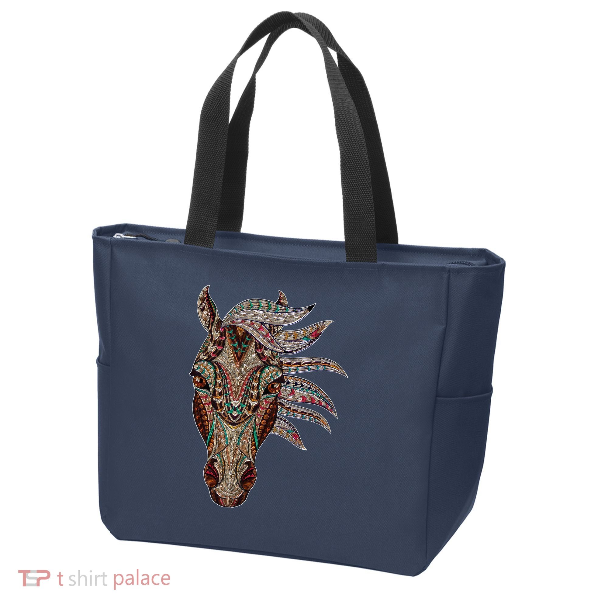 Horse Tribal Abstract Art Native American Geometric Horse Tote Bag