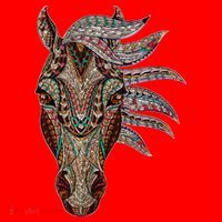 Horse Tribal Abstract Art Native American Geometric Horse Santa Hat thumb 1