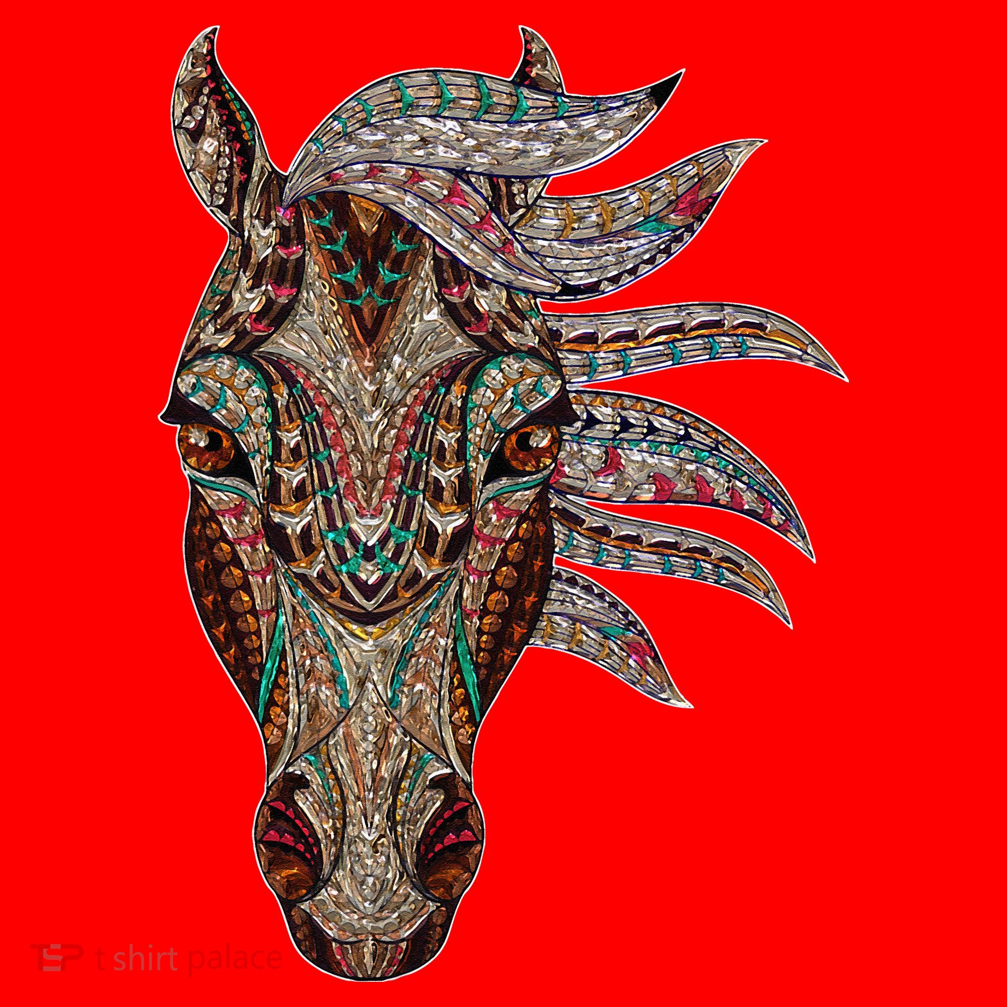 Horse Tribal Abstract Art Native American Geometric Horse Santa Hat