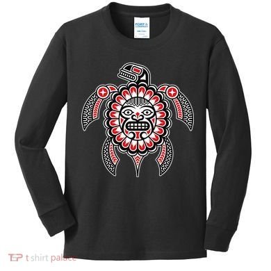 Haida Turtle American Indian Native America Indigenous Kids Long Sleeve Shirt