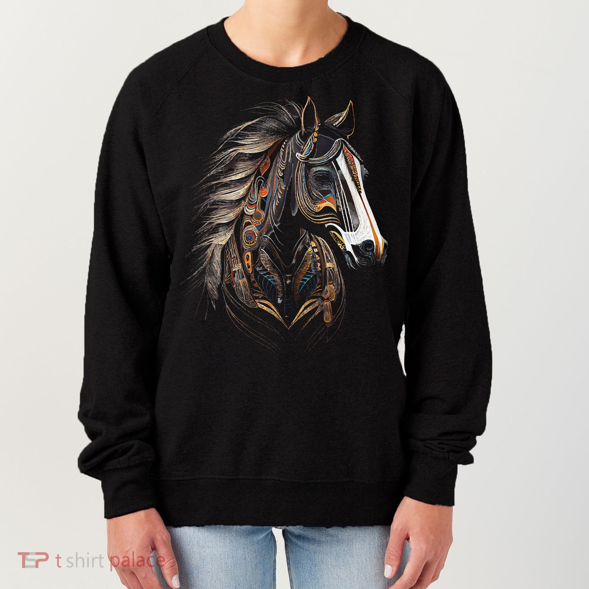Horse Tribal Abstract Art Native American Graphic Women's Sweatshirt