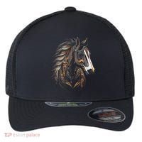Horse Tribal Abstract Art Native American Graphic Flexfit Unipanel Trucker Cap thumb 0