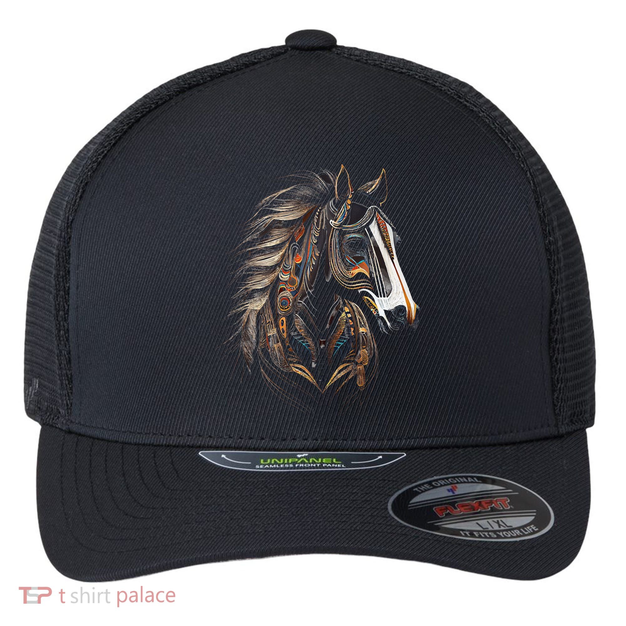 Horse Tribal Abstract Art Native American Graphic Flexfit Unipanel Trucker Cap