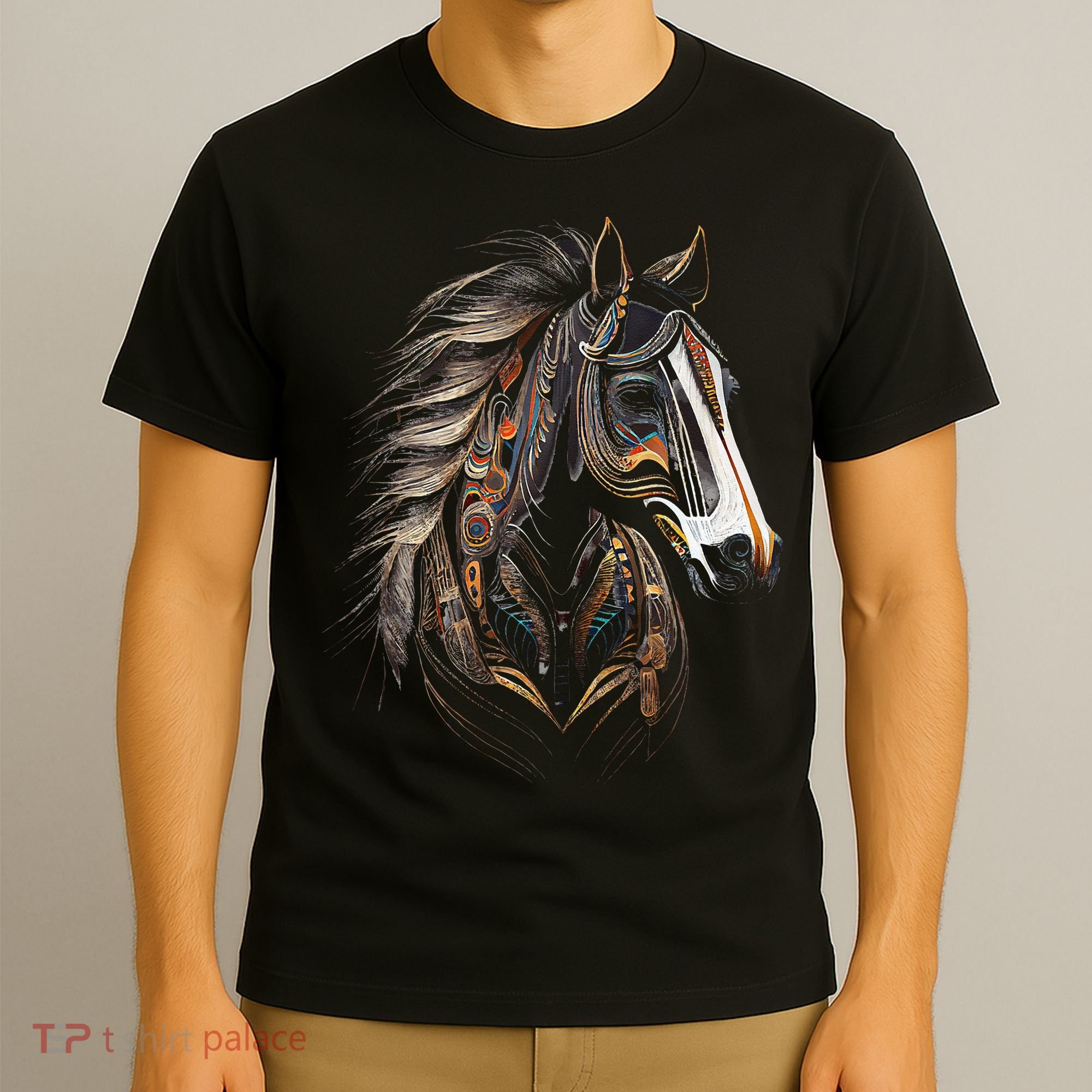 Horse Tribal Abstract Art Native American Graphic T-Shirt