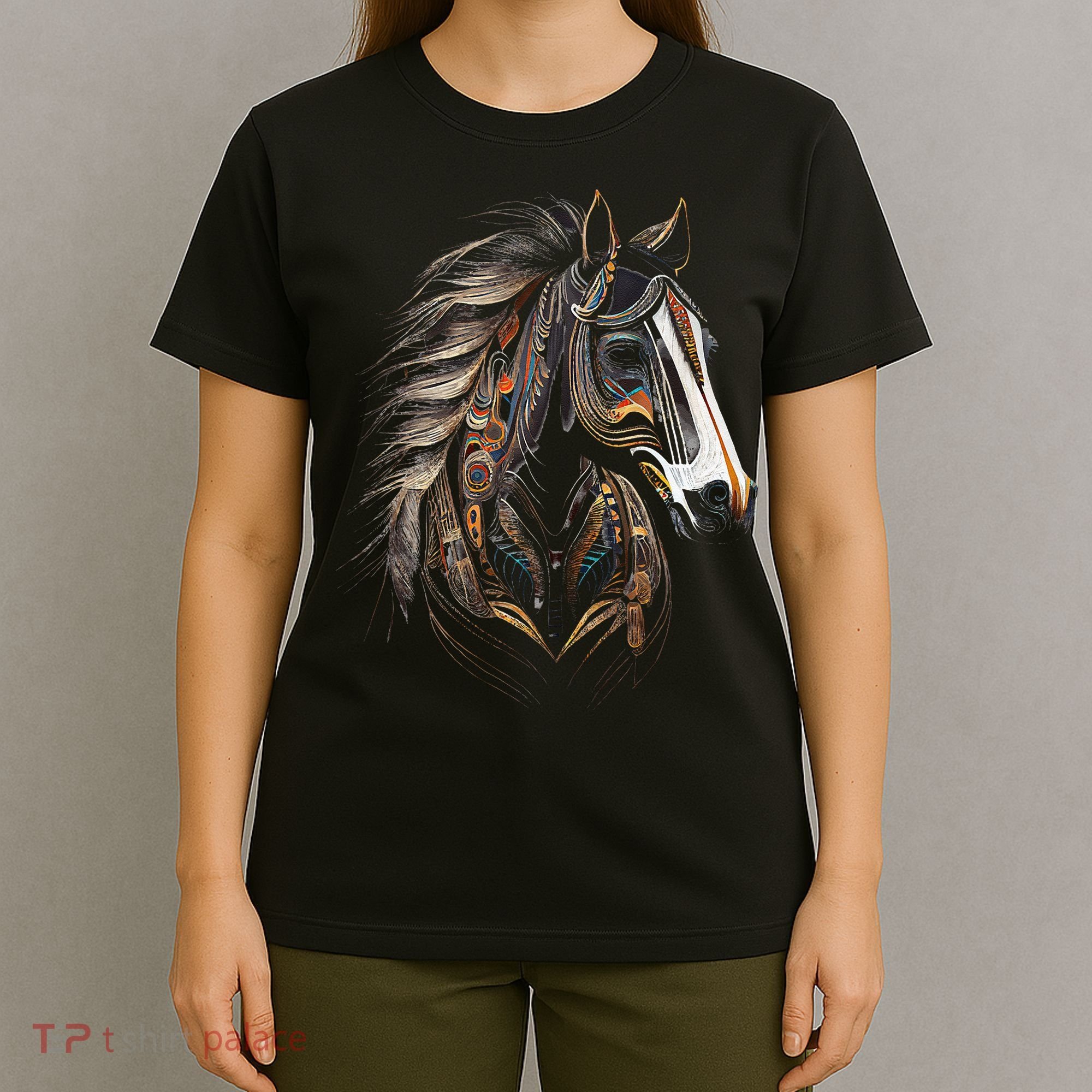Horse Tribal Abstract Art Native American Graphic T-Shirt