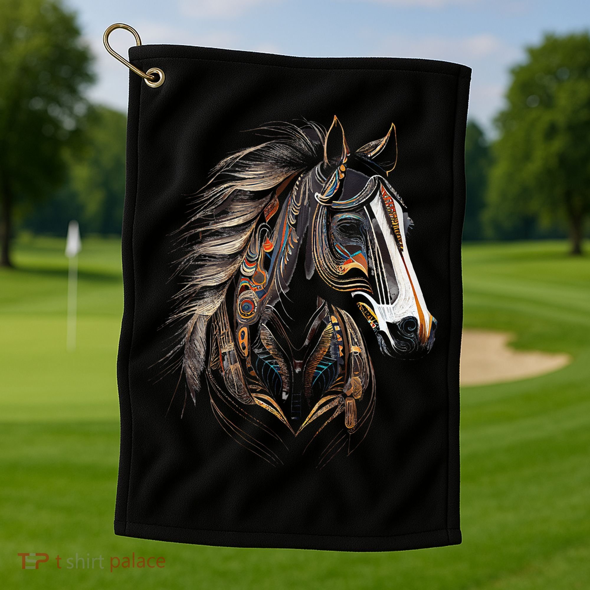 Horse Tribal Abstract Art Native American Graphic Golf Towel