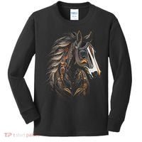 Horse Tribal Abstract Art Native American Graphic Kids Long Sleeve Shirt thumb 0