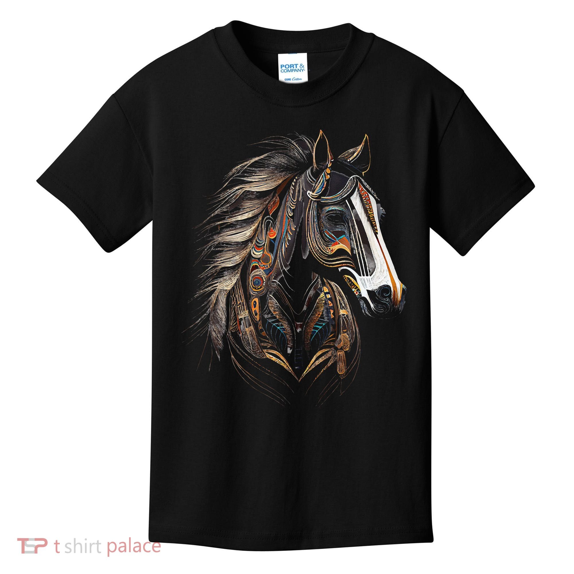 Horse Tribal Abstract Art Native American Graphic Kids T-Shirt