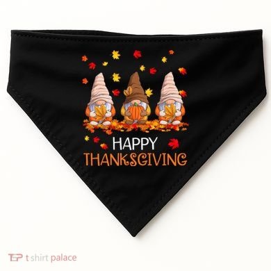 Happy Thanksgiving Autumn Fall Gnomes USA-Made Doggie Bandana