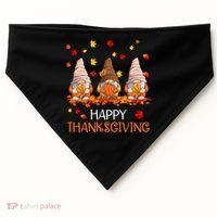 Happy Thanksgiving Autumn Fall Gnomes USA-Made Doggie Bandana thumb 0