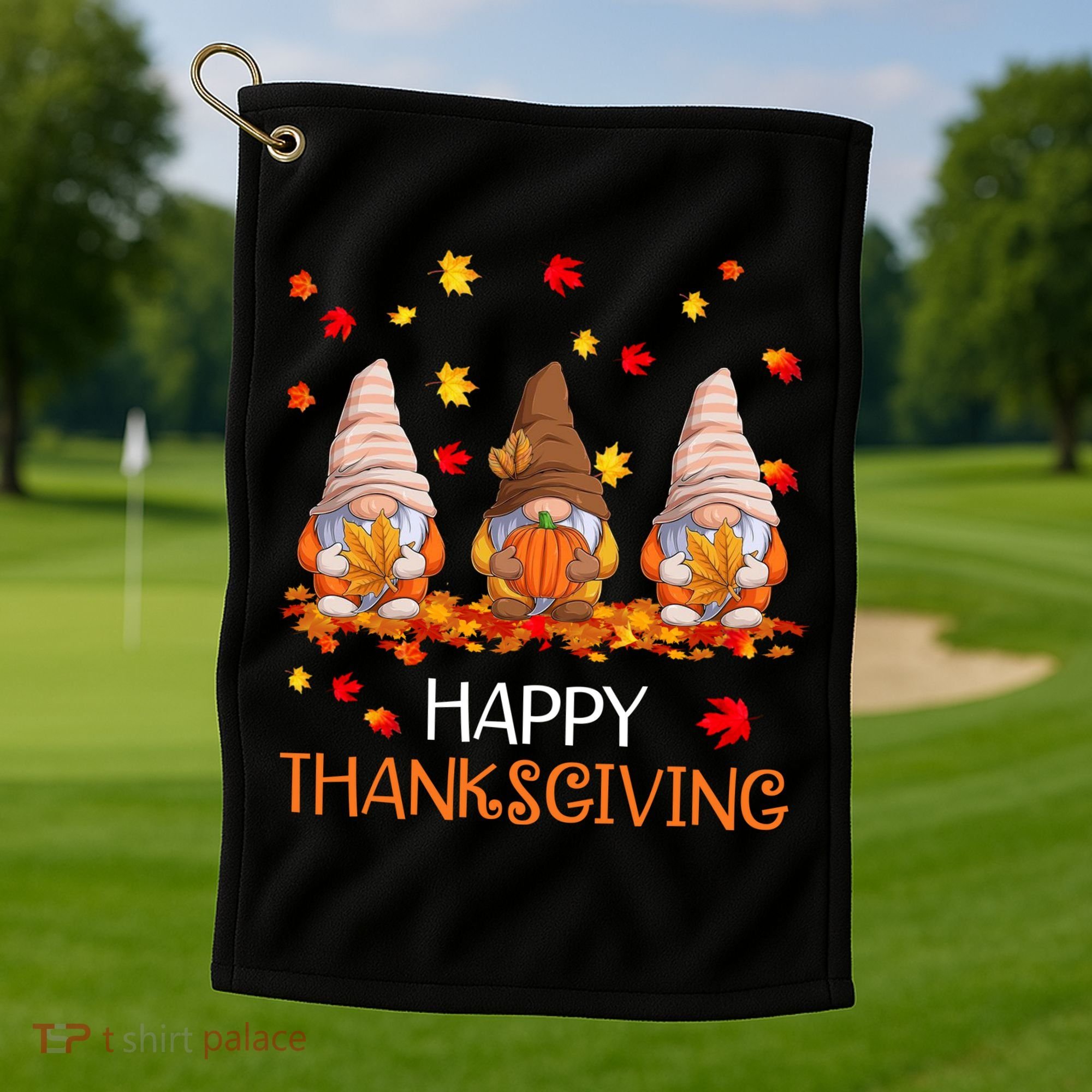 Happy Thanksgiving Autumn Fall Gnomes Golf Towel