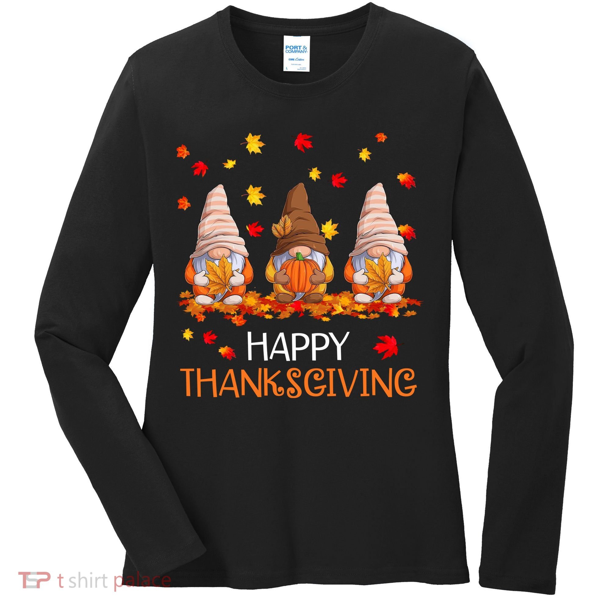 Happy Thanksgiving Autumn Fall Gnomes Women's Long Sleeve Shirt