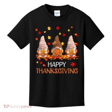 Happy Thanksgiving Autumn Fall Gnomes Kids T-Shirt