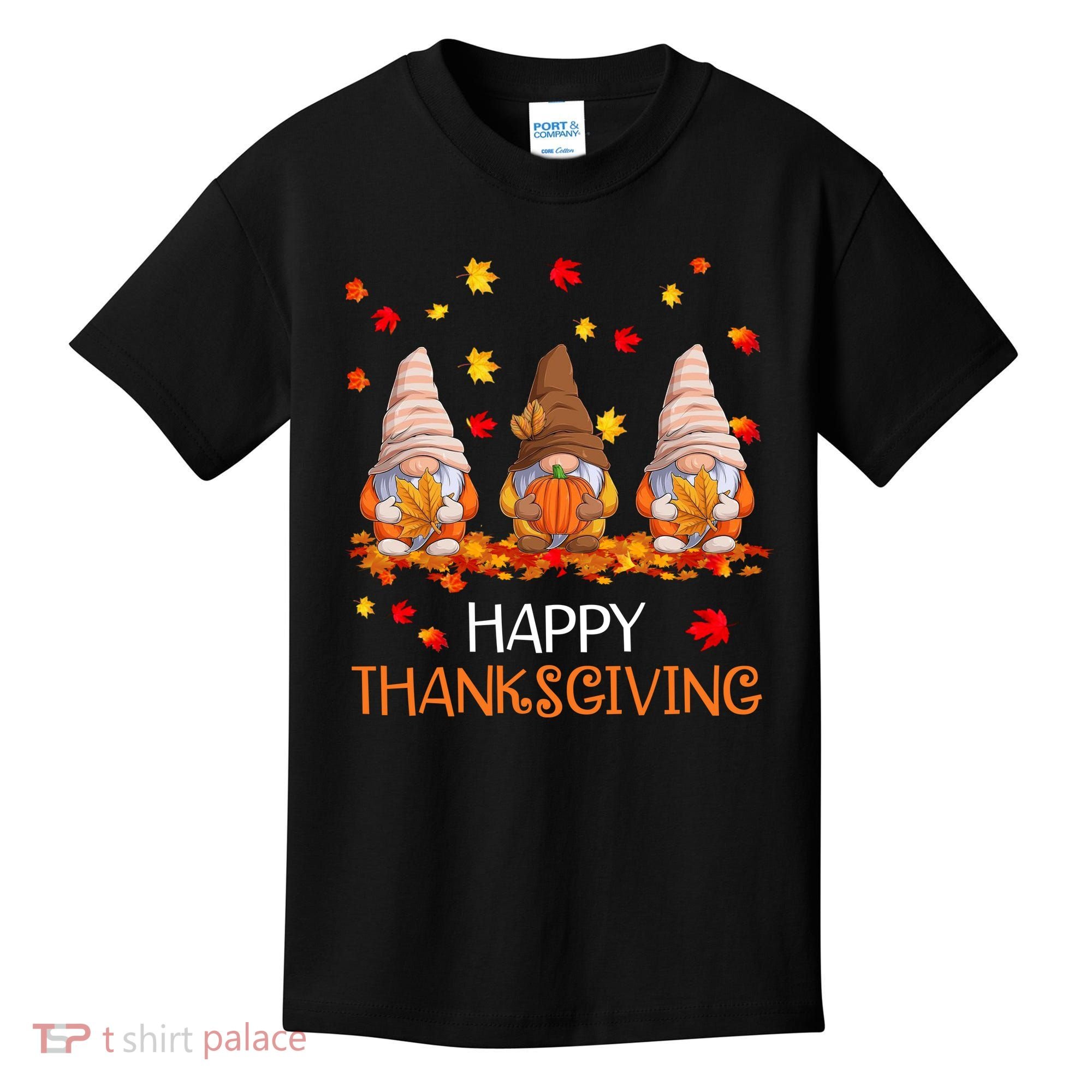 Happy Thanksgiving Autumn Fall Gnomes Kids T-Shirt
